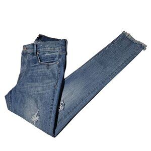 Express Ankle Legging Mid Rise Jeans Womens Size 6 Medium Wash Distressed Denim